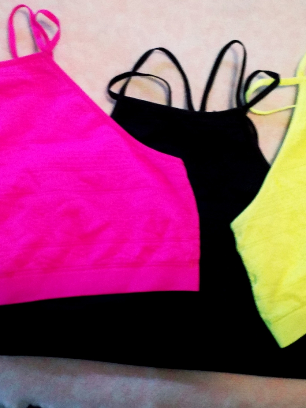 Victoria's Secret Strappy Seamless Sports Bras - Hot Pink, Black, Neon Yellow